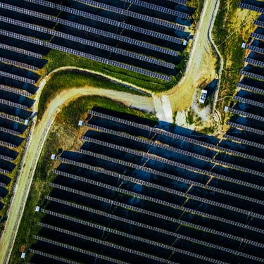 Solar farm aerial view