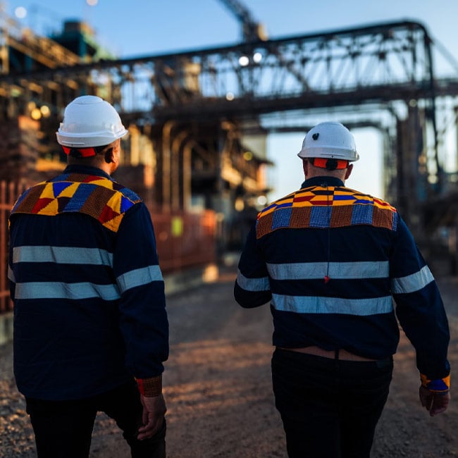 construction site walkers walking away