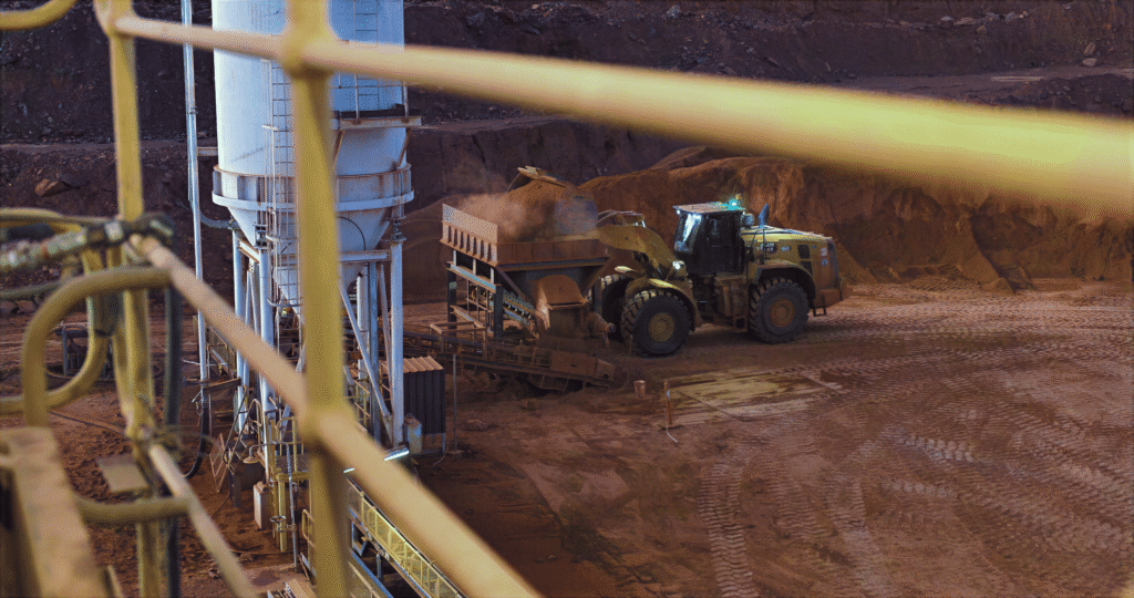 Earth moving equipment working on mine site